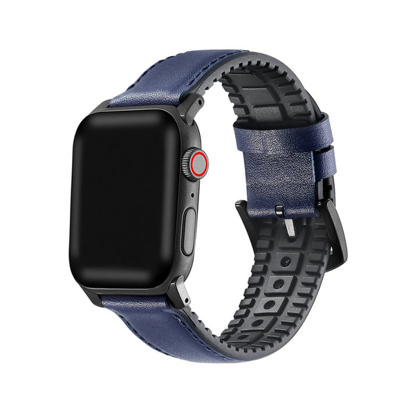 Onyx Genuine Leather Band with Silicone Backing for Apple Watch