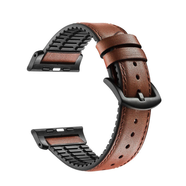 Onyx Genuine Leather Band with Silicone Backing for Apple Watch