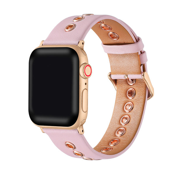 Morgan Light Pink Genuine Leather &amp; Grommet Replacement Band for Apple Watch