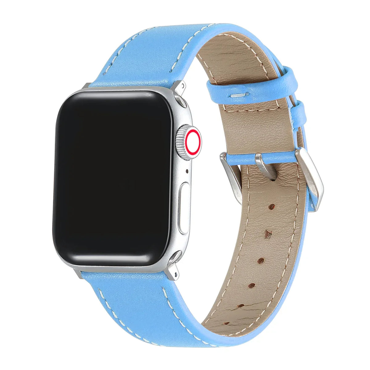 NEW Blue/Silver Leather  Rhinestone Slim Apple Watch Band Blue Stingray Leather Apple Watch Band | Handdn - Bespoke  main image 3