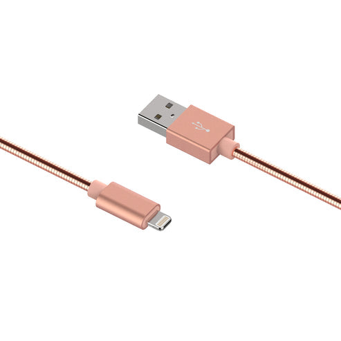 6 FT MFI Certified Lightning to USB Charge &amp; Sync Stainless Steel Cable for iPhone, iPad, iPod