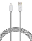 6 FT MFI Certified Lightning to USB Charge & Sync Stainless Steel Cable for iPhone, iPad, iPod