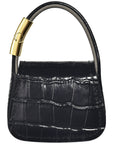 Black croc mini purse AirPods case, side view