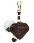 Heart Croc Leather Bag Charm in Brown for AirTag® by Posh Tech