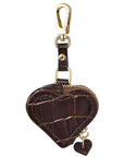 Heart Croc Leather Bag Charm in Brown for AirTag® by Posh Tech