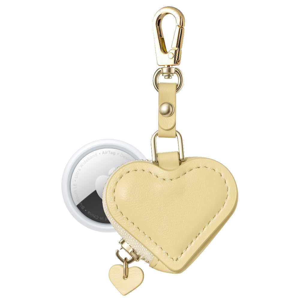 Heart Leather Bag Charm in Ivory for AirTag® by Posh Tech