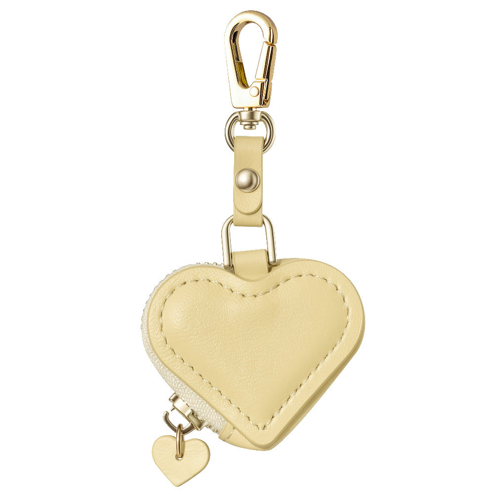 Heart Leather Bag Charm in Ivory for AirTag® by Posh Tech