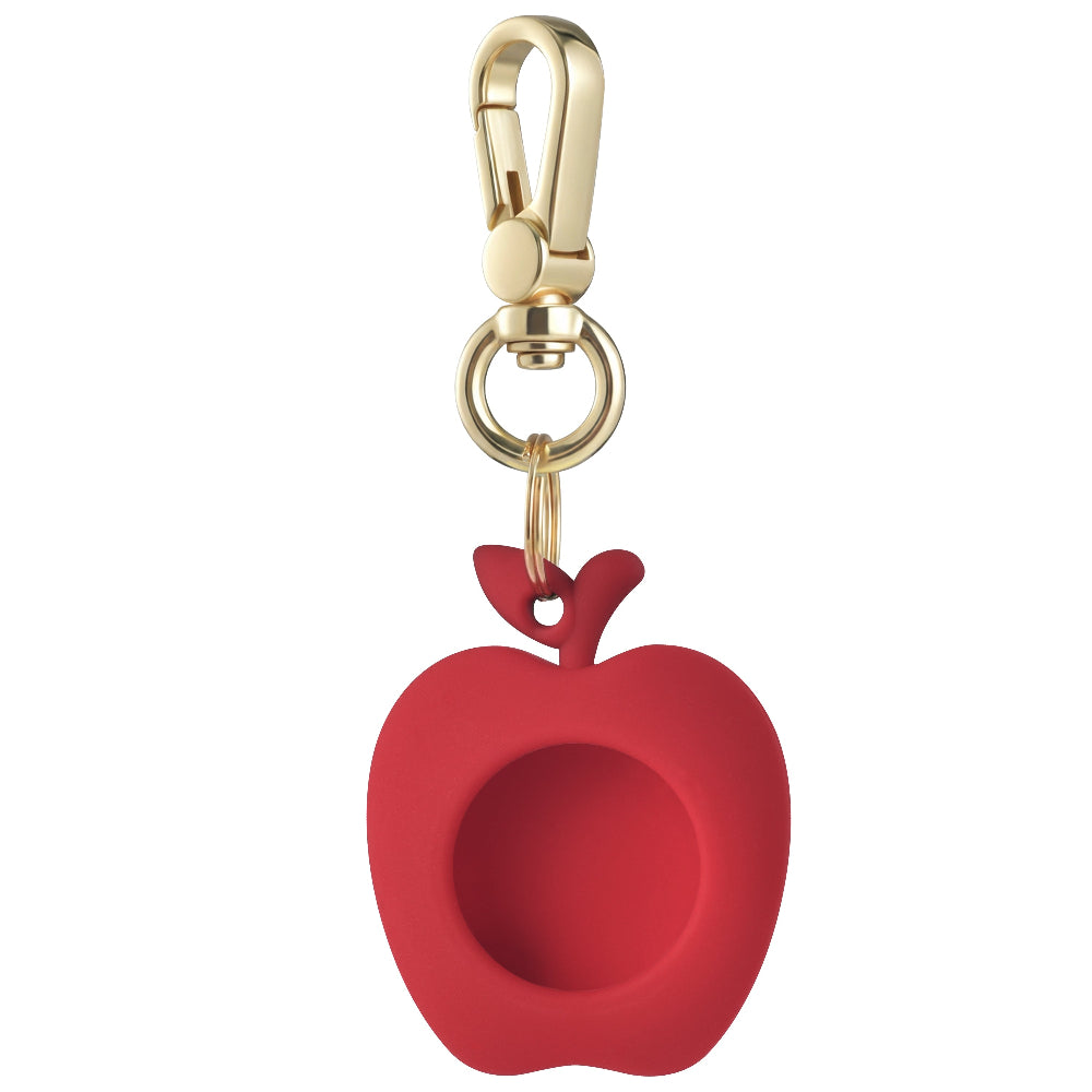 Back view of Apple silicone AirTag bag charm with cutout opening by Posh Tech