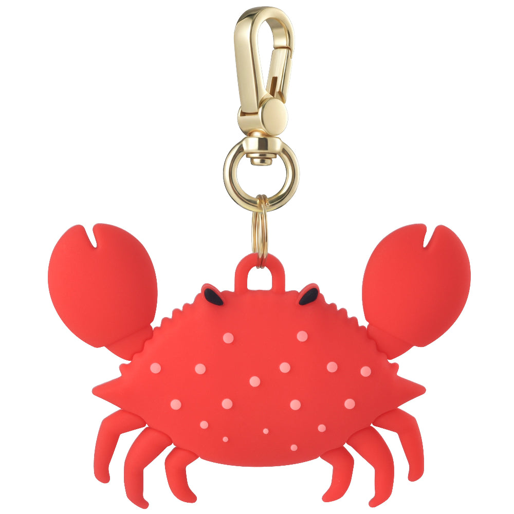 Posh Tech red silicone crab bag charm for AirTag with claws and polka dot finish