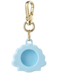 Back view of Seashell silicone AirTag bag charm with cutout opening by Posh Tech