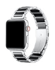 Alec Apple Watch Band in Silver/Black - alternating stainless steel and resin link band