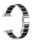 Silver/Black Alec Apple Watch Band - bracelet-style clasp loop