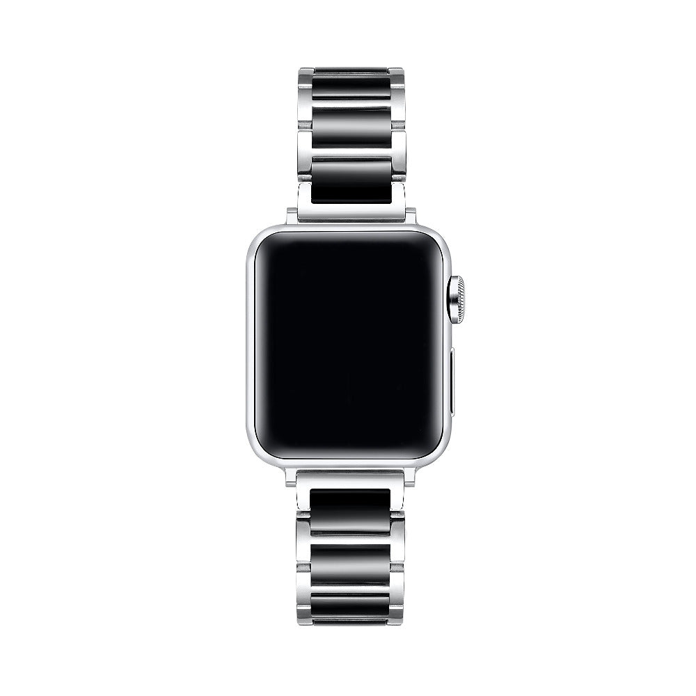 Silver/Black Alec Apple Watch Band worn on Apple Watch