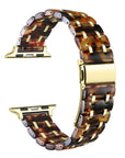 Alana Resin Band for Apple Watch® Link Detail with Gold Hardware and Butterfly Clasp Closure