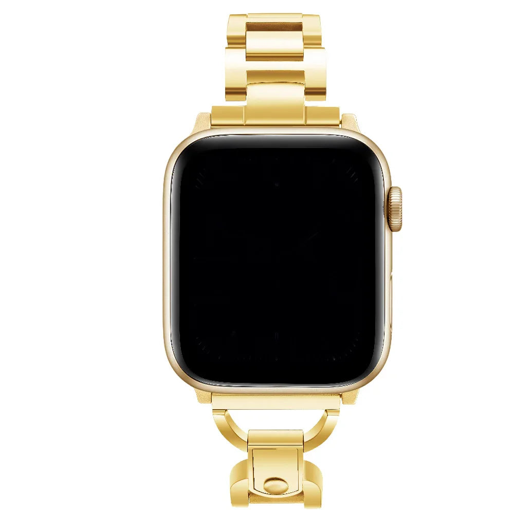 Avery Gold Stainless-Steel Band for Apple Watch® on Wrist by Posh Tech