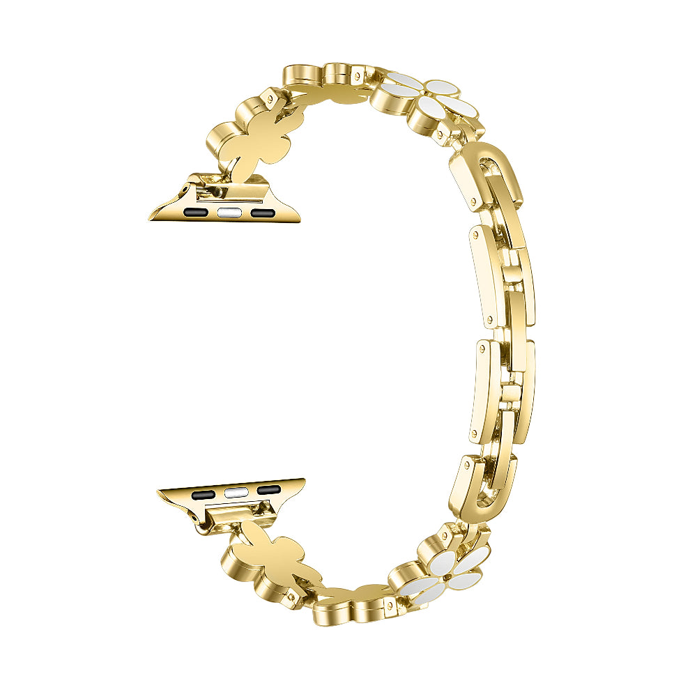 Daisy Metal Apple Watch® Band Close-Up of Polished Links and Flower Detail