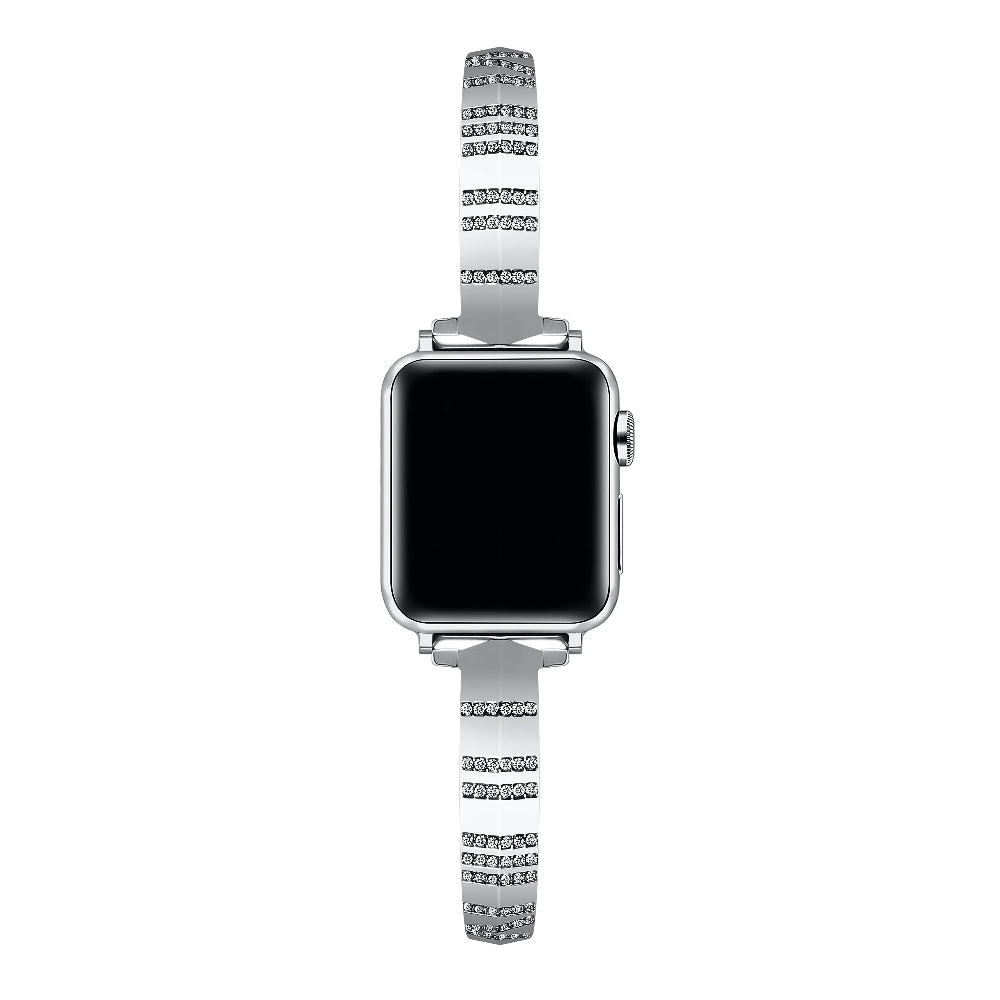 Eclipse Silver Metal Band for Apple Watch® on Wrist by Posh Tech