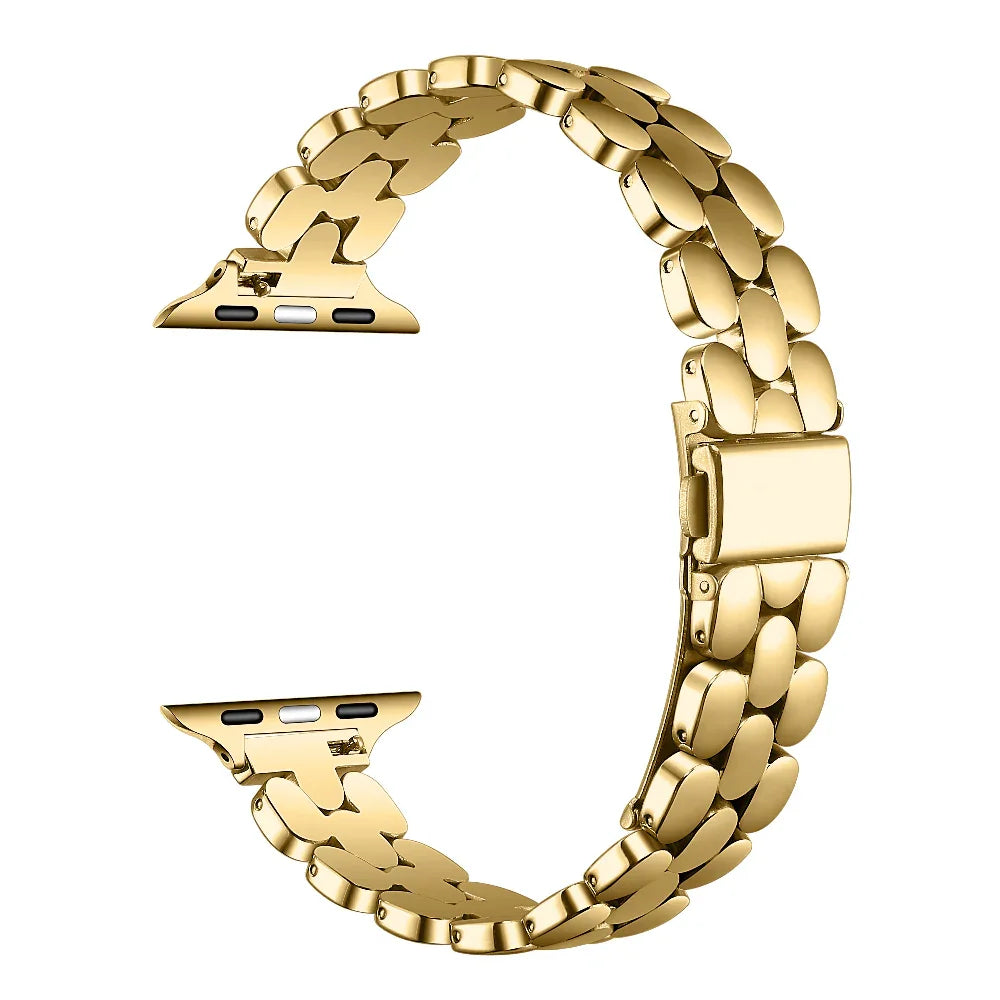 Emery Gold Stainless Steel Apple Watch® Band Close-Up of Links and Closure