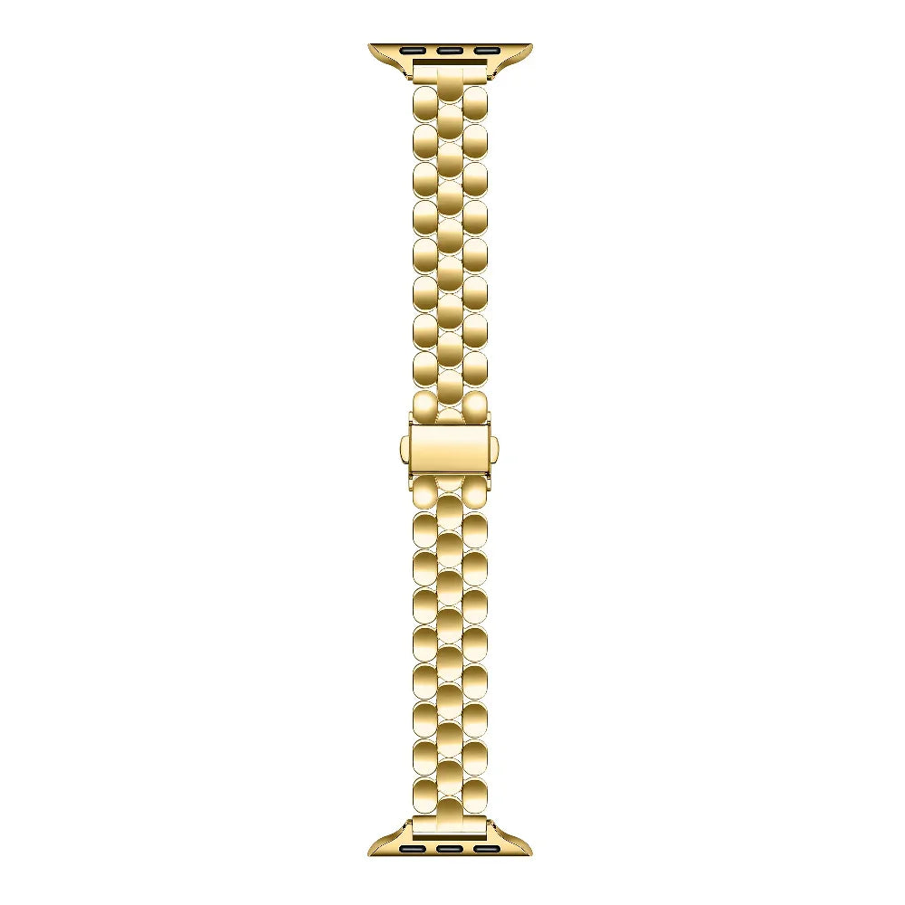 Emery Gold Stainless Steel Band for Apple Watch® Laid Flat Close Up