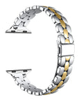 Emery Two-Tone Silver and Gold Stainless Steel Apple Watch® Band Close-Up of Links and Closure