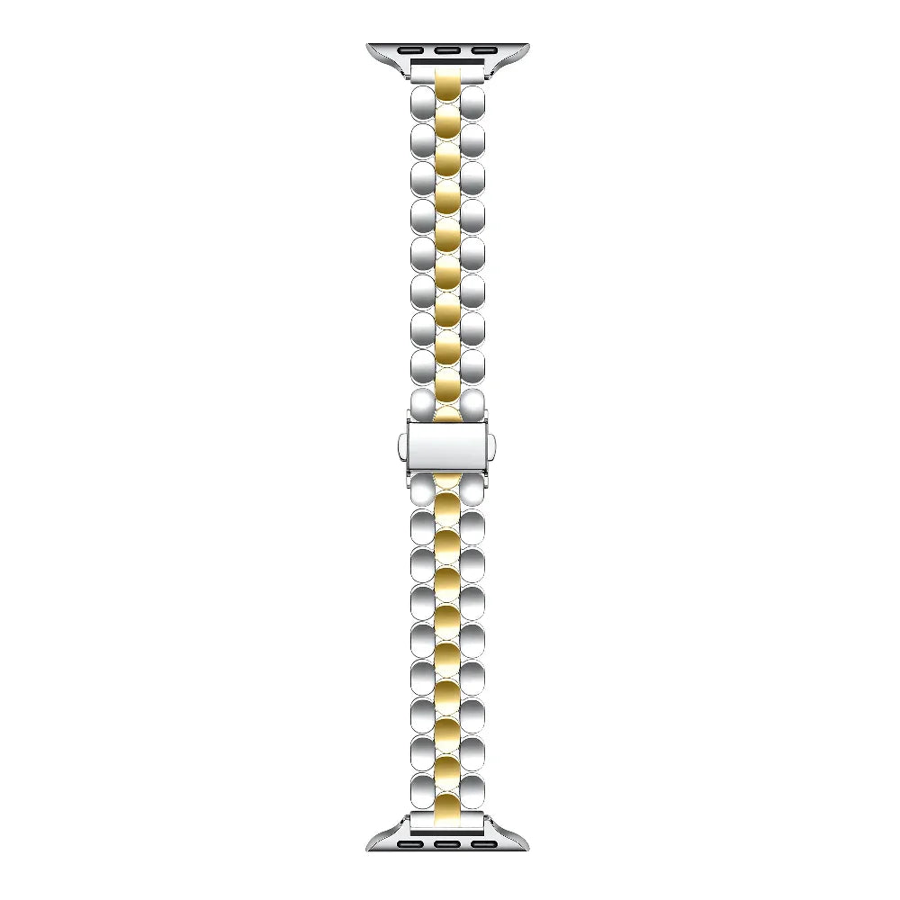 Emery Two-Tone Stainless Steel Band for Apple Watch® Laid Flat Close Up