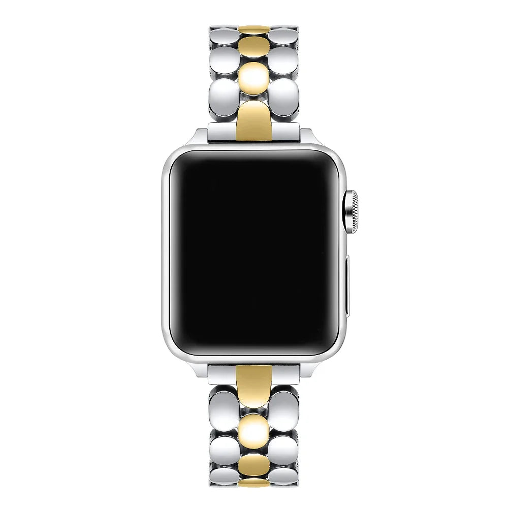 Emery Two-Tone Stainless Steel Band for Apple Watch® on Wrist by Posh Tech