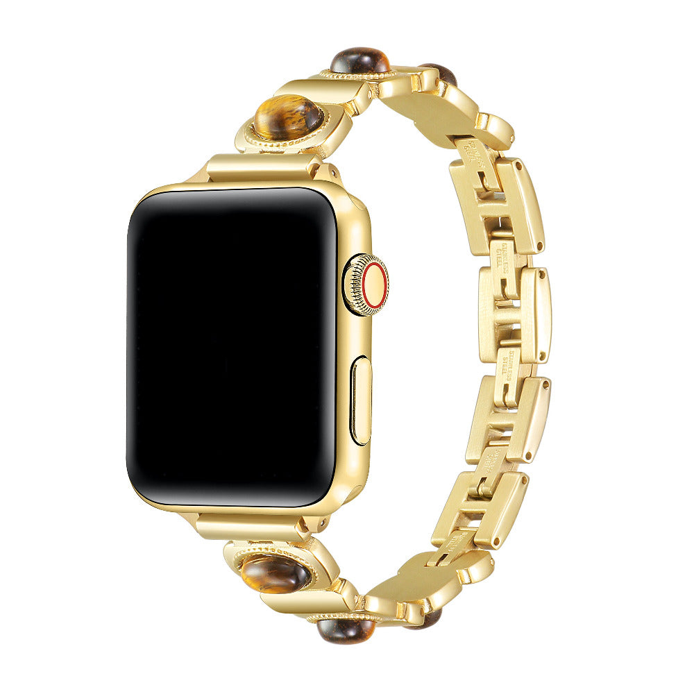 Posh Tech Gaia gold-tone chain-link Apple Watch band, second colorway, front view