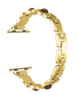 Posh Tech Gaia gold-tone chain-link Apple Watch band, close-up of chain-link detail