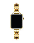 Posh Tech Gaia gold-tone chain-link Apple Watch band on Apple Watch, side angle