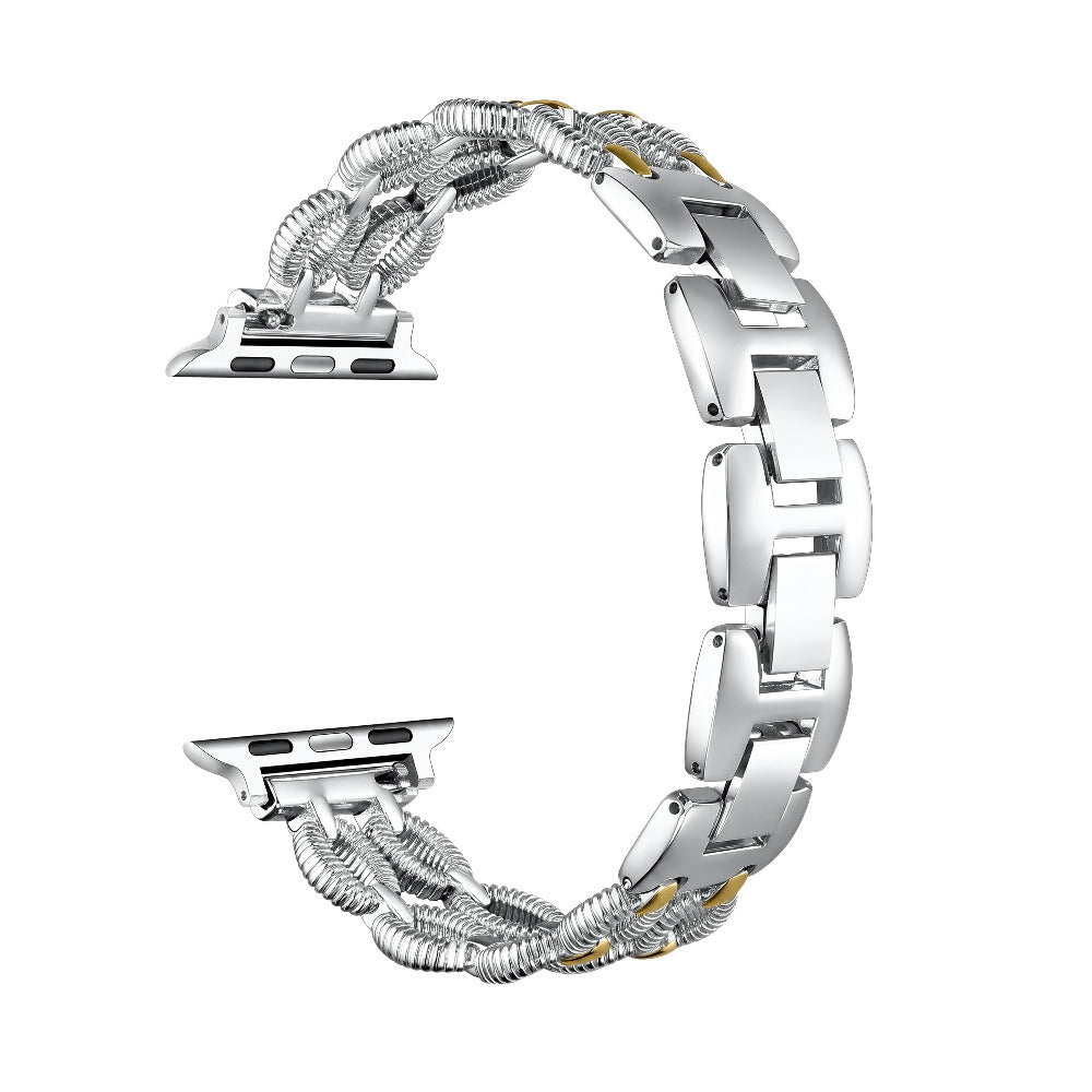 Silver/Gold Joan Apple Watch Band - bracelet-style clasp loop