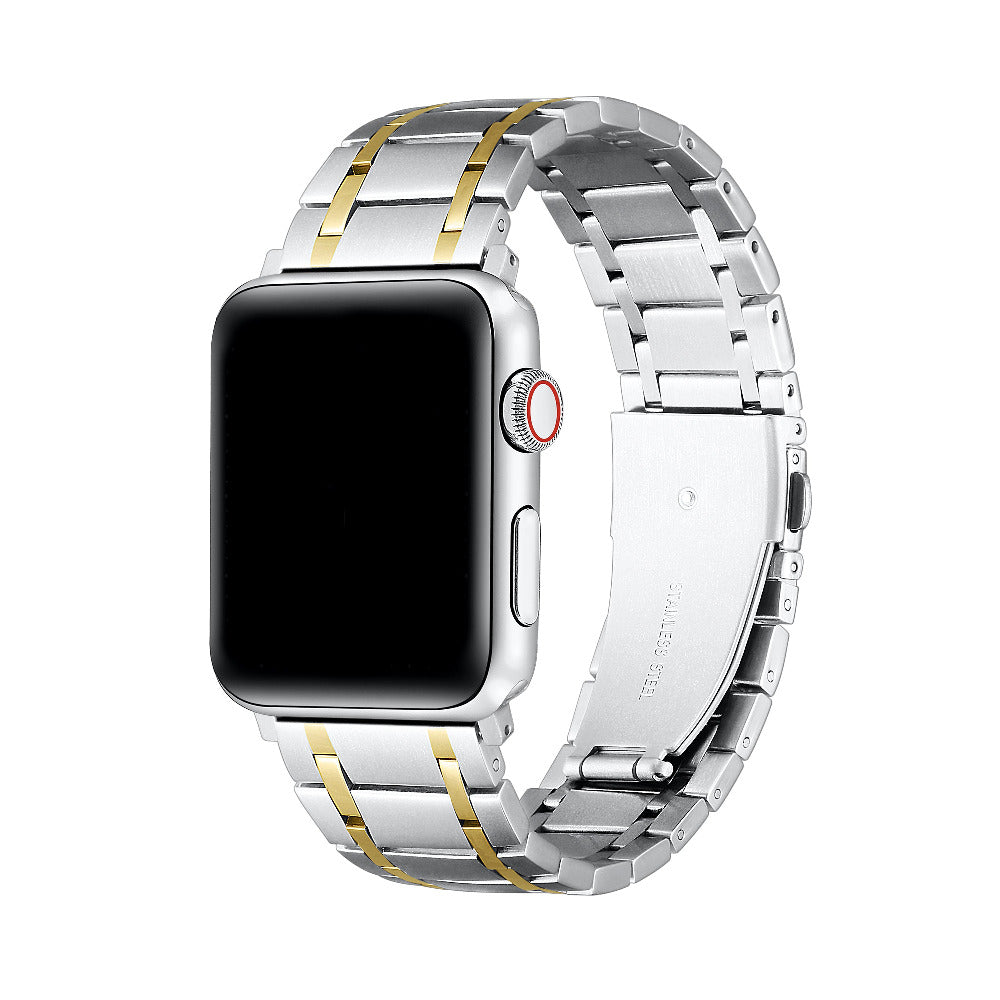 Juno Apple Watch Band in Silver/Gold - two-tone stainless steel link band