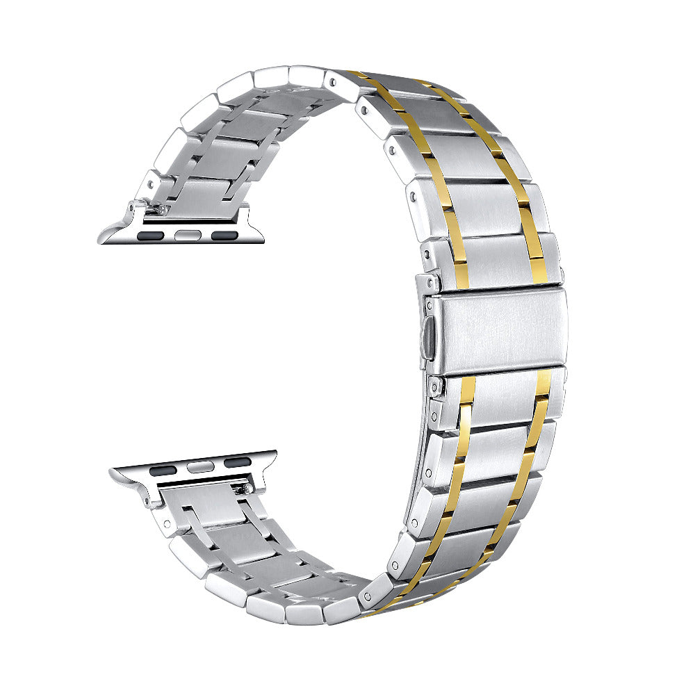 Silver/Gold Juno Apple Watch Band - bracelet-style clasp loop