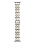 Silver/Gold Juno Apple Watch Band - close-up of link and clasp detail