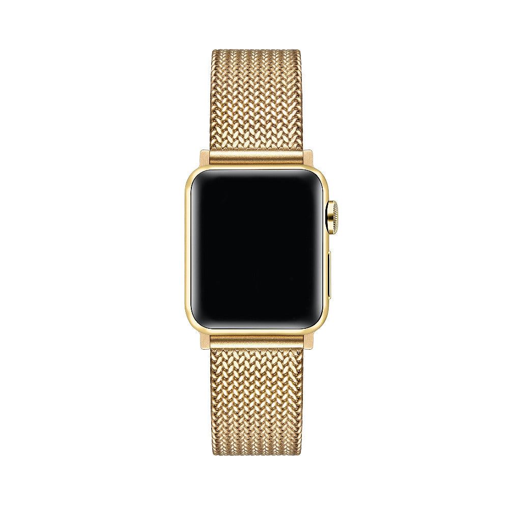 Gold Knit Band on Apple Watch face close-up | Posh Tech