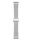Silver Knit Band for Apple Watch flat lay showing knit mesh texture | Posh Tech