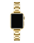 Gold slim Apple Watch band front-facing on watch face