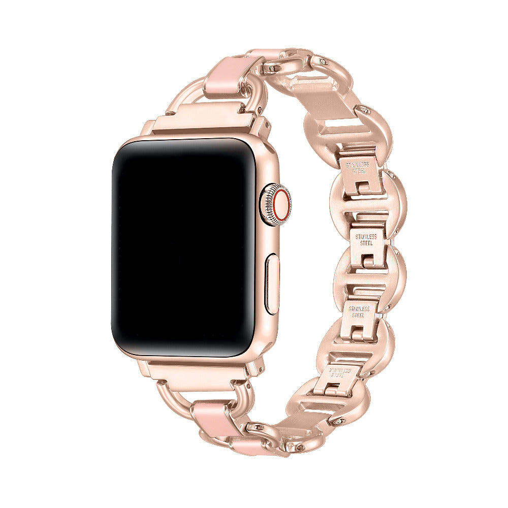 Lottie Apple Watch Band in Rose Gold - beaded chain-link design