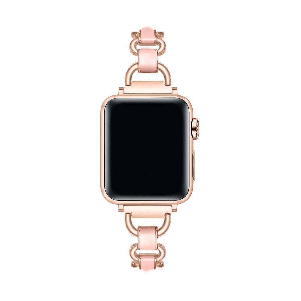 Rose Gold Lottie Apple Watch Band worn on Apple Watch