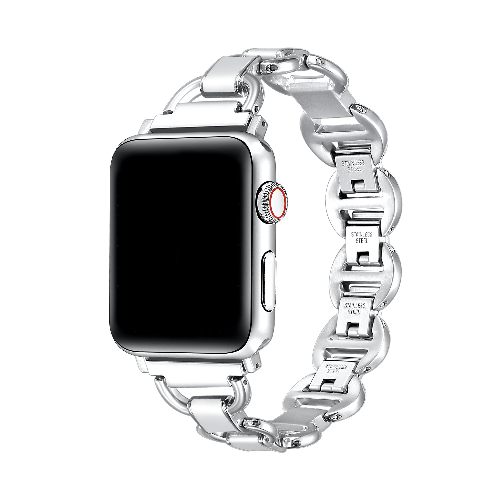 Lottie Apple Watch Band in Silver - beaded chain-link design