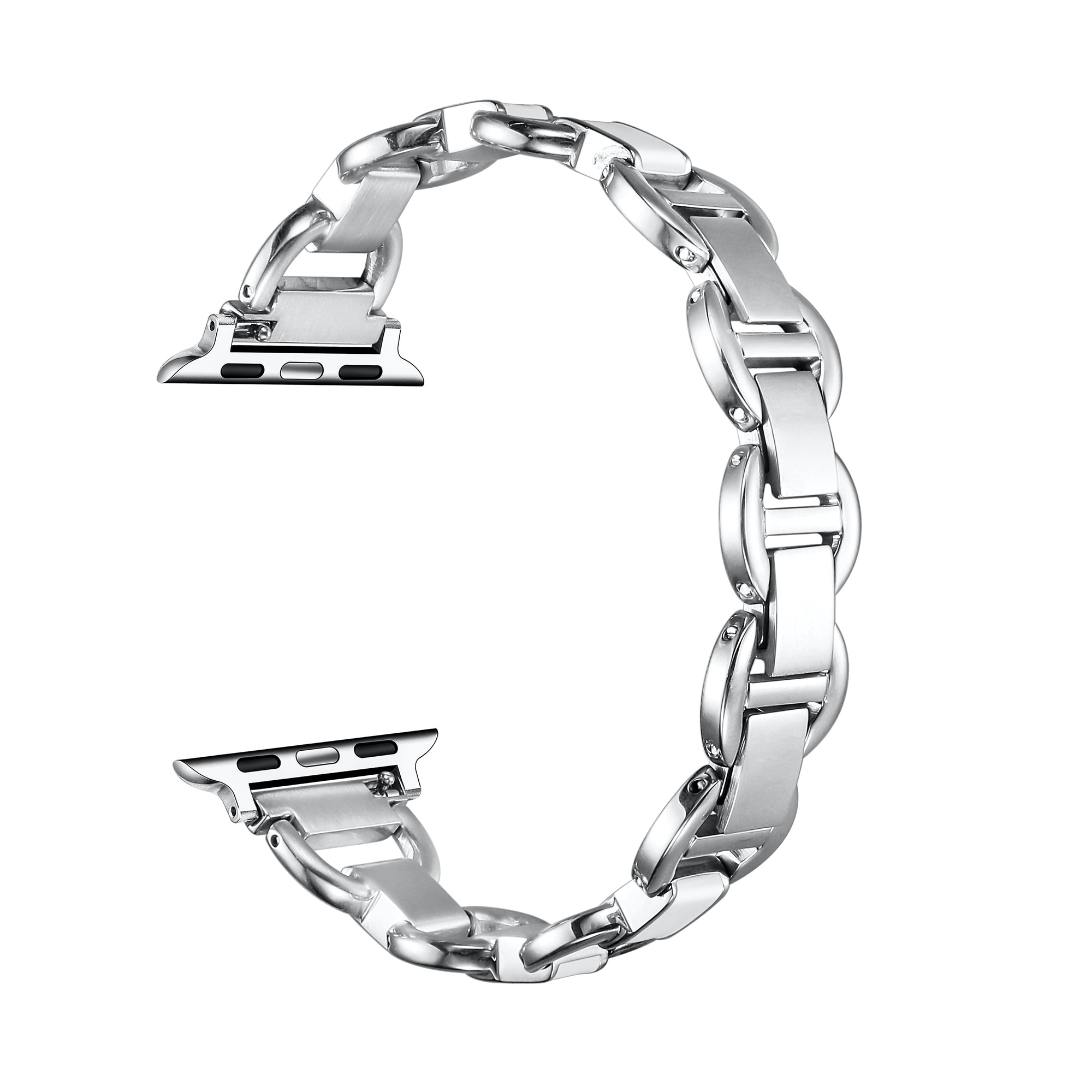 Silver Lottie Apple Watch Band - bracelet-style clasp loop