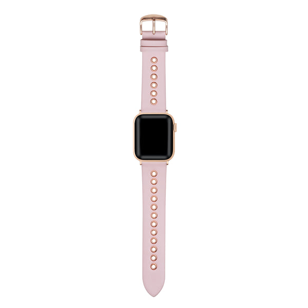 Morgan Light Pink Genuine Leather & Grommet Replacement Band for Apple Watch