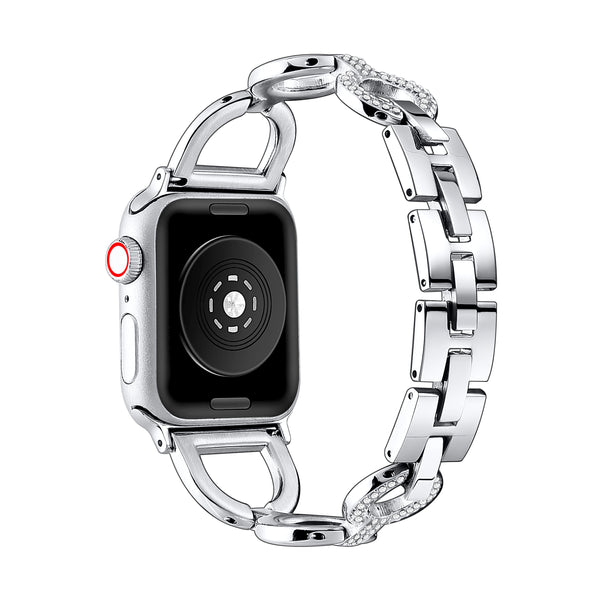 Coco Stainless Steel &amp; Rhinestone Circle Link Replacement Band for Apple Watch