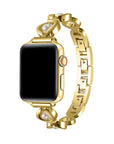 Posh Tech Millie gold metal Apple Watch band with pearl accents and chain links