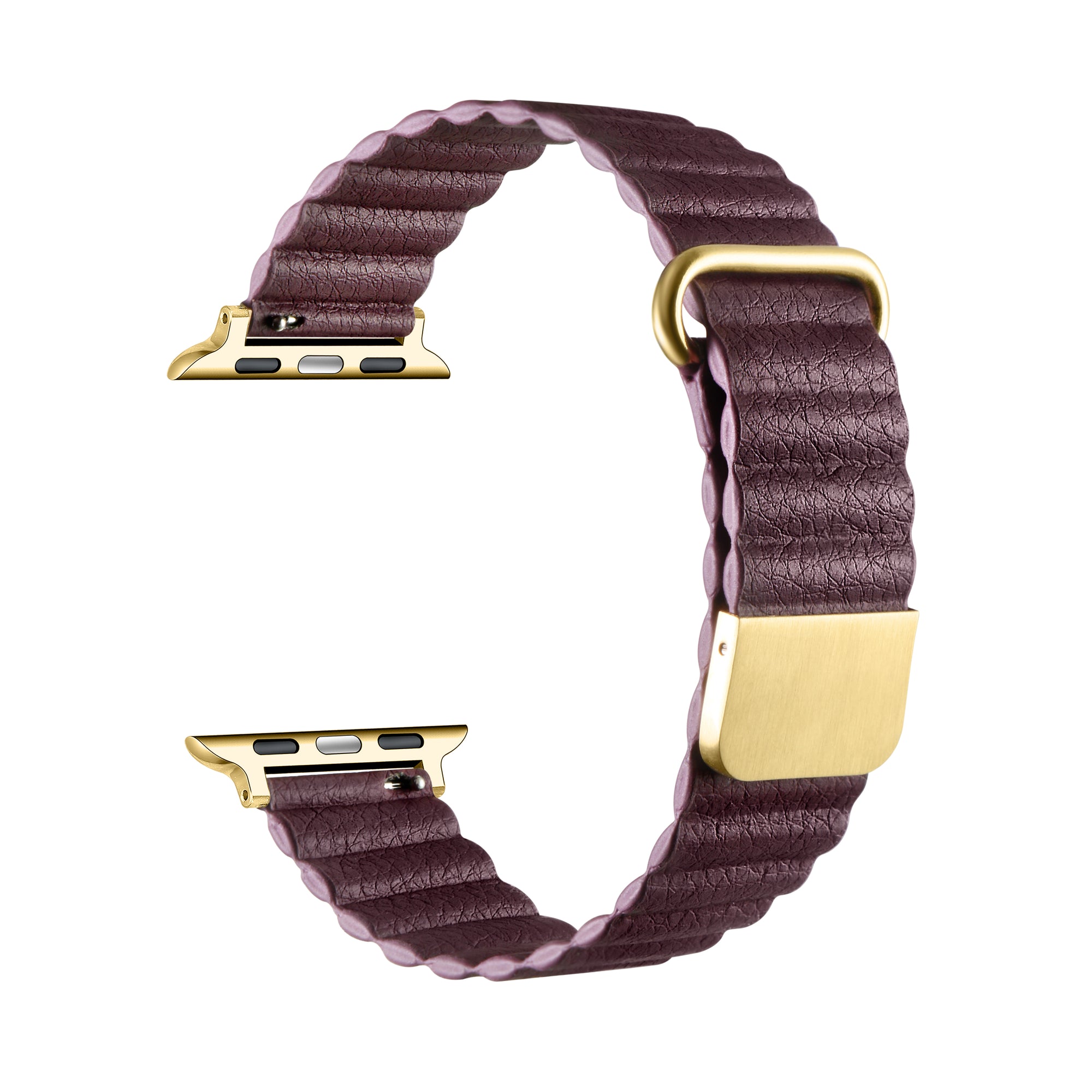 Cherry Lacquer Magnetic Vegan Leather Apple Watch® Band Close Up by Posh Tech 