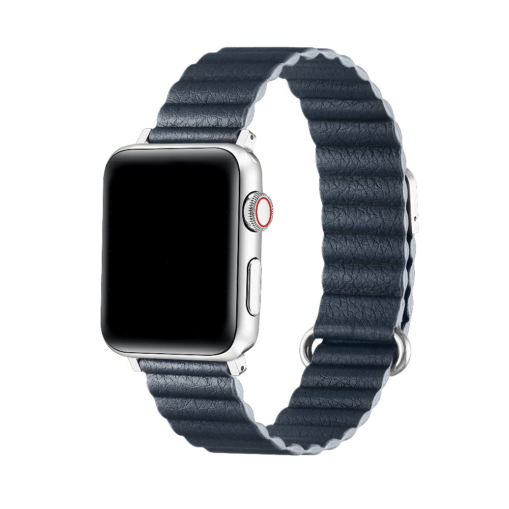 Dakota Navy Magnetic Vegan Leather Apple Watch® Band by Posh Tech 
