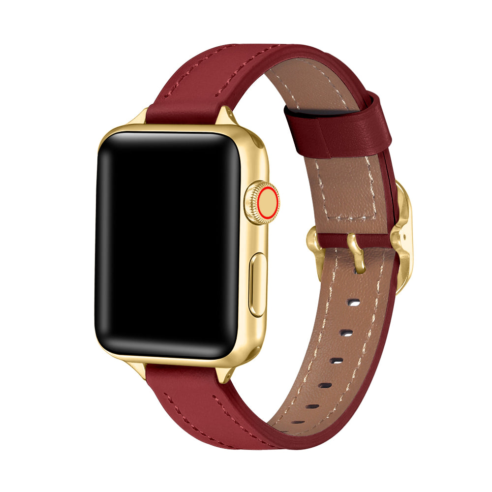 Carmen Cranberry Skinny Leather Apple Watch® Band by Posh Tech 