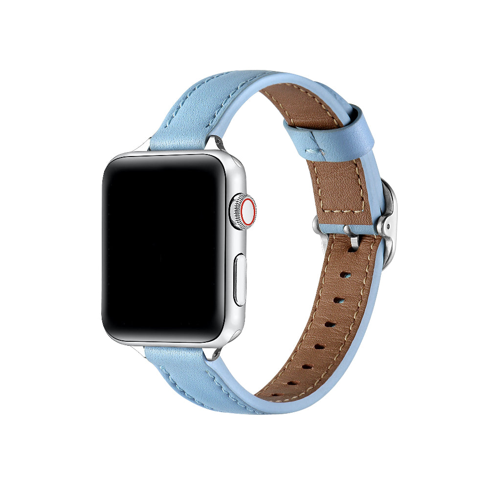 Carmen Ice Blue Skinny Leather Apple Watch® Band by Posh Tech 