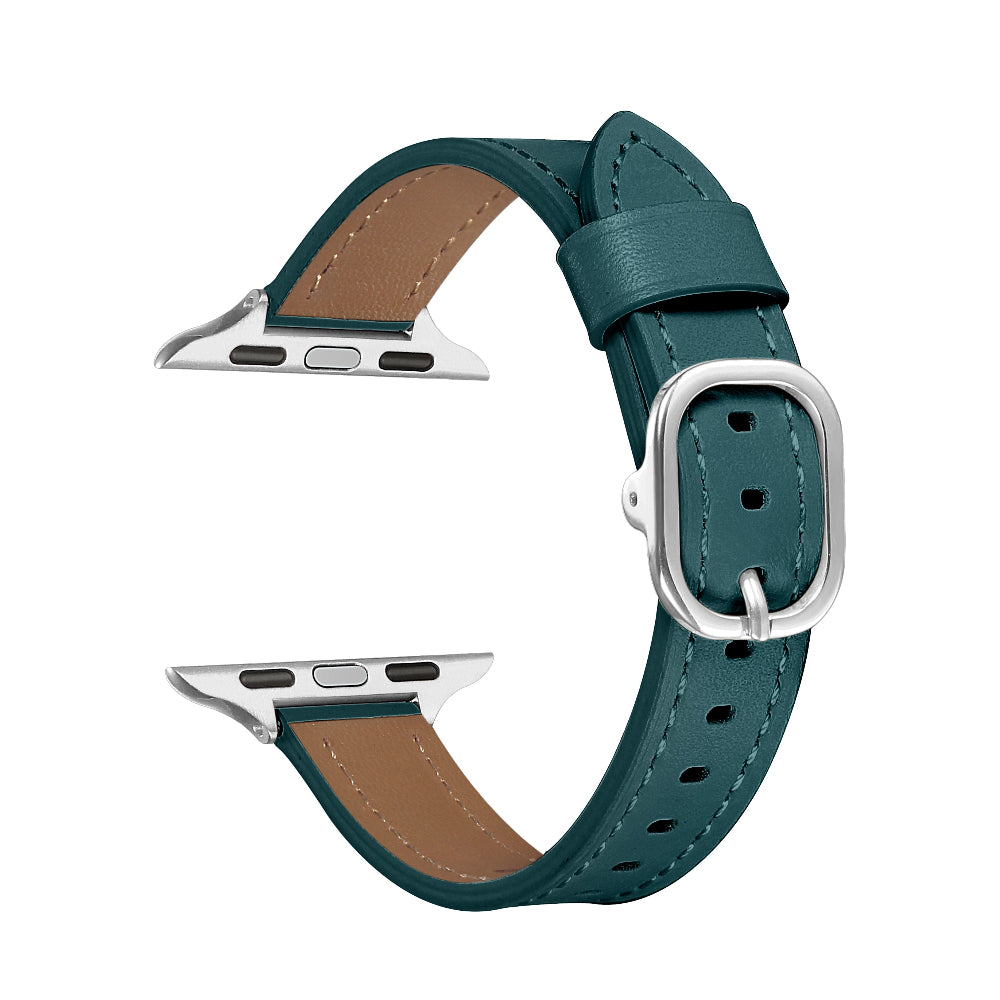 Carmen Skinny Leather Apple Watch® Strap Close-Up of Stitching and Closure