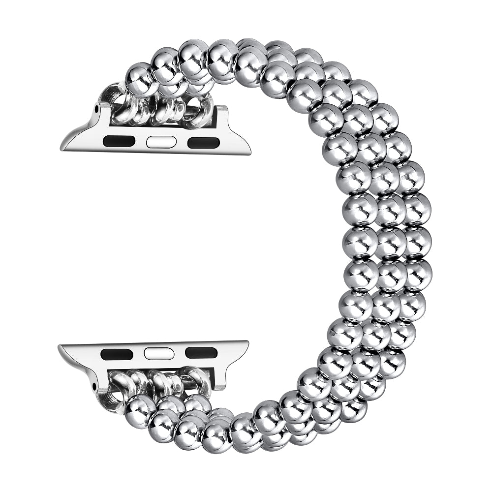Nova Silver Stainless-Steel Bracelet Band for Apple Watch® Bead Detail Close-Up