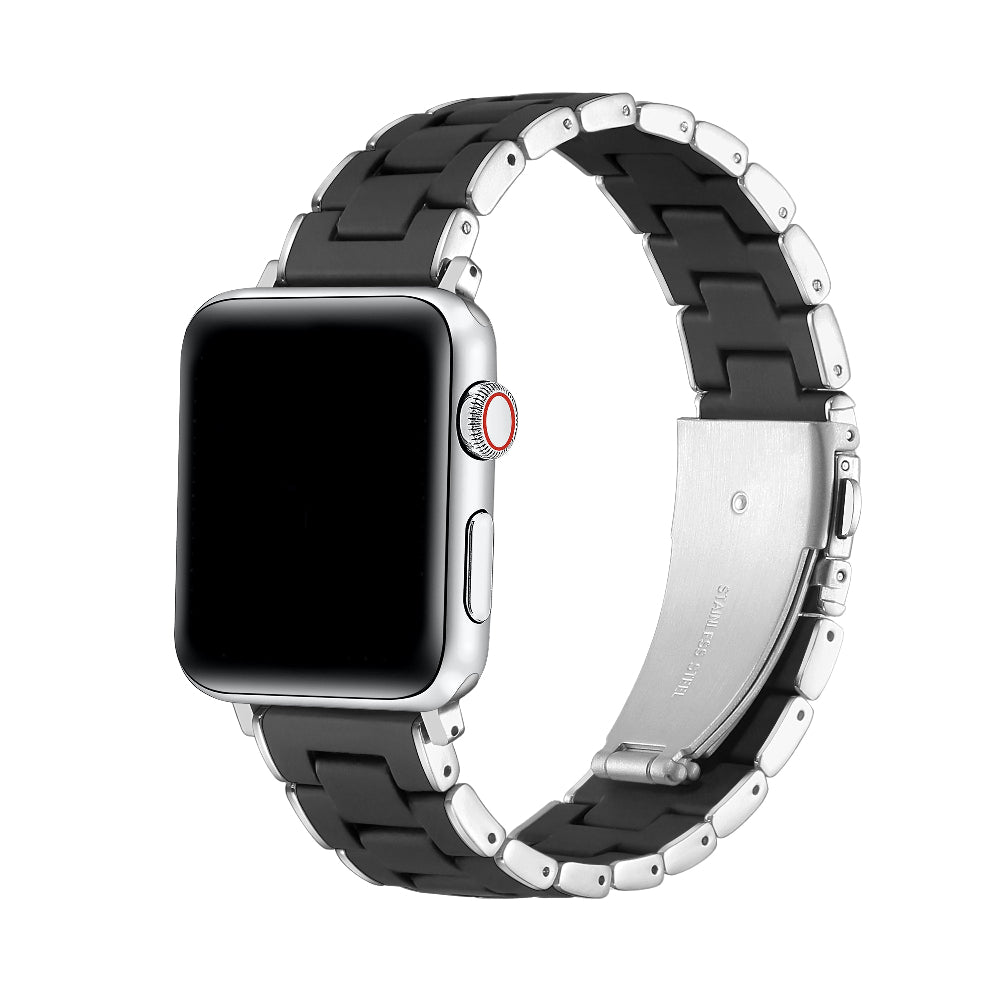 Orla Black Silicone and Stainless Steel Apple Watch® Band by Posh Tech 